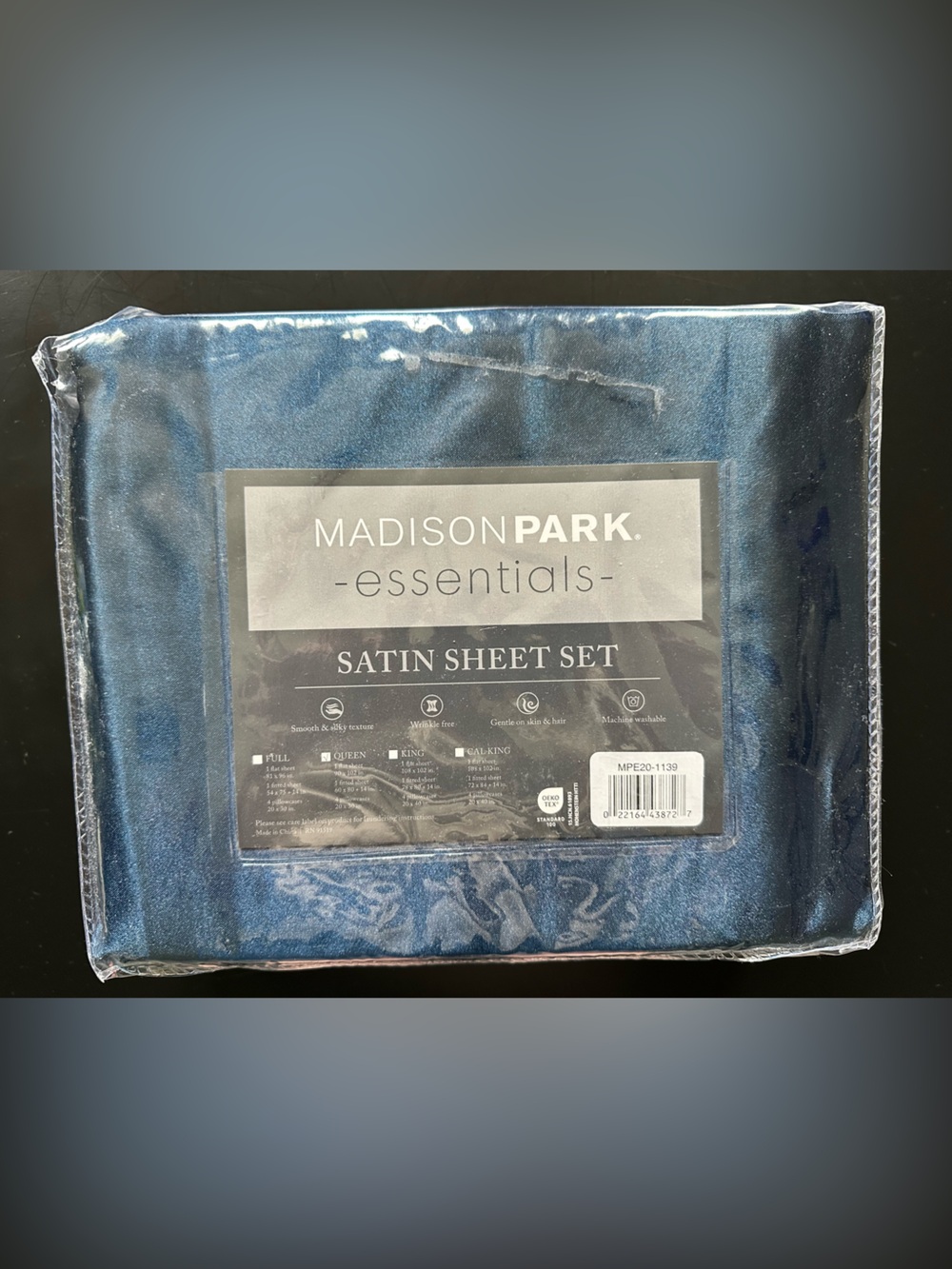 Madison Park Satin Sheet Set in Navy